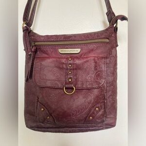 Stone Mountain Maroon Faux Leather Crossbody Satchel